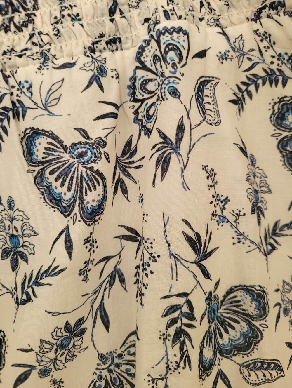 BeachLunchLounge 100% Cotton Mini Skirt Blue White Lined Size L Floral Casual - Picture 7 of 13